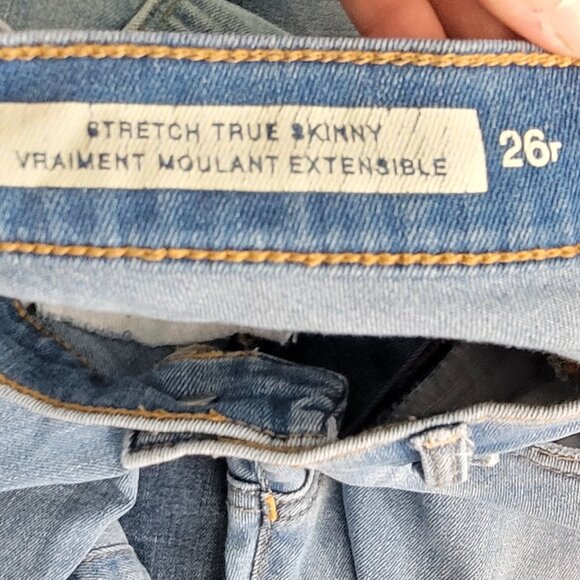 GAP 1969 Women's Light Blue Denim Mid Rise Stretch True Skinny Jeans Size 26 - Picture 5 of 11